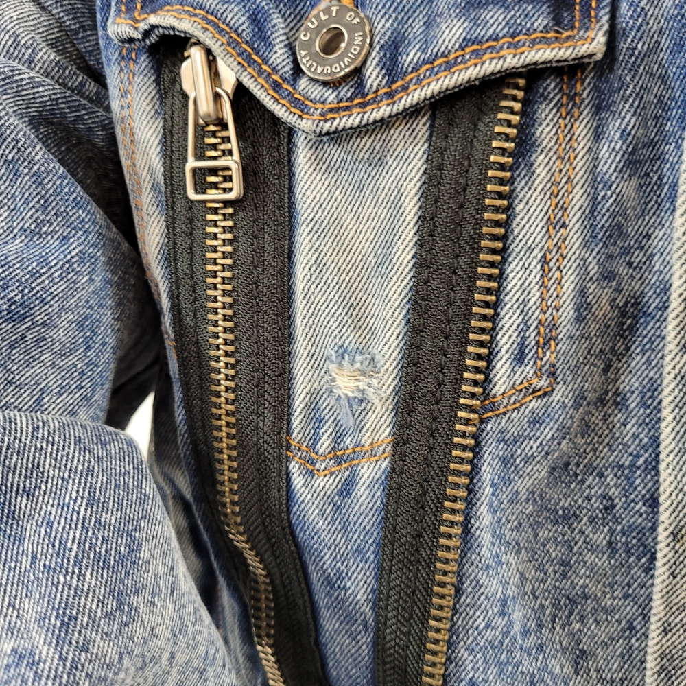 Cult Individuality  Biker Jean Jacket With Rhinestoned Skull & Studded  XL $499 - Picture 7 of 12